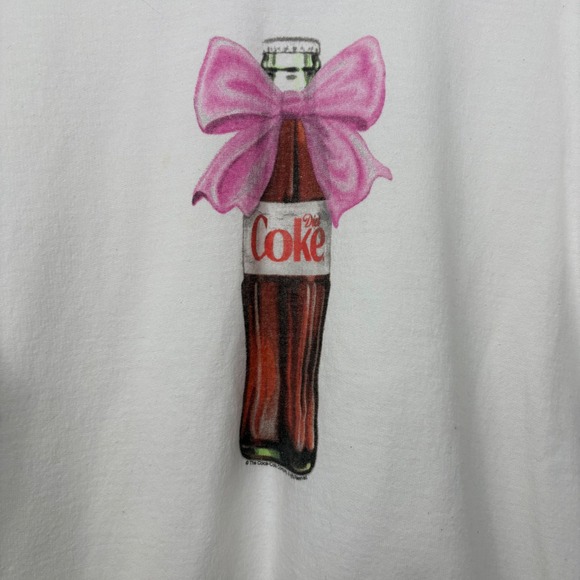 Diet Coke Pink Bow Graphic Sweatshirt White Crewneck Coquette Aesthetic XS - Picture 3 of 5